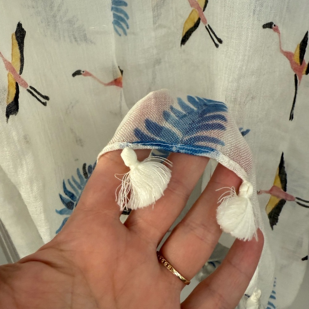LOFT Flamingo and Leaf Print Scarf - Picture 3 of 7